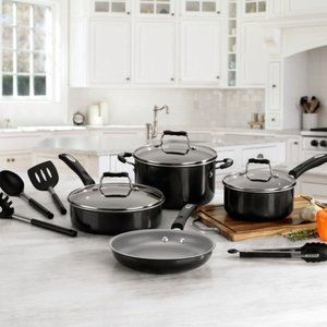 Ceramic Nonstick 11 PC Cookware Set - Black ( new with box)